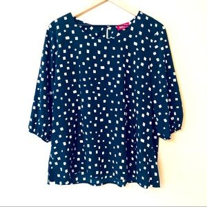 Redsky Navy Blue & White Blouse Size Large